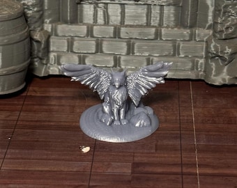 Tressym Miniature | Winged Cat Familiar | 28mm Scale D&D Pathfinder TTRPG