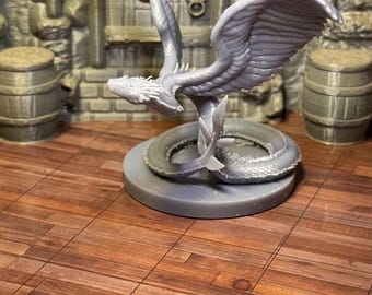 Serpiente Celestial Guardián en Miniatura Couatl, Criatura Divina Alada Escalable para DnD Pathfinder RPG TTRPG