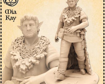 Firbolg Herbalist Miniature | 28mm Scale Resin Model for Dungeons and Dragons, Pathfinder, TTRPGs, and Fantasy Wargames