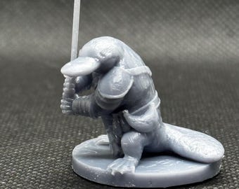 Miniatura de resina bárbara ornitorrinco de 28 mm / Guerrero popular animal para Dungeons & Dragons, Pathfinder y TTRPG