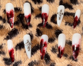 bloody gothic vampire stiletto press on nails