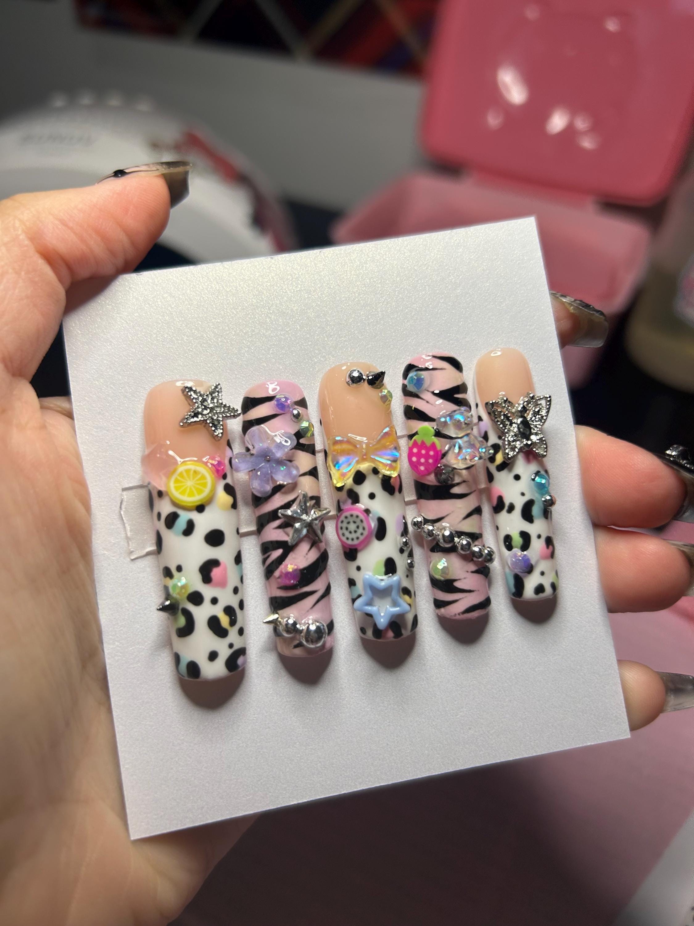Y2k Lisa Frank Inspired Junk Nails Handmade Press on Nail Set - Etsy