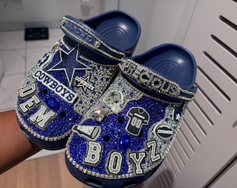 Dallas Cowboy Blinged Out Custom Crocs personalized Shoes giftfor xmasgift blinged Out Crocs toddler adult Shoes football Crocs Etsy