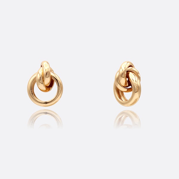 Mini Double Knot Stud Earrings, Door Knocker Earrings, Small Gold Statements Earrings, Gold Plated Earringsrings