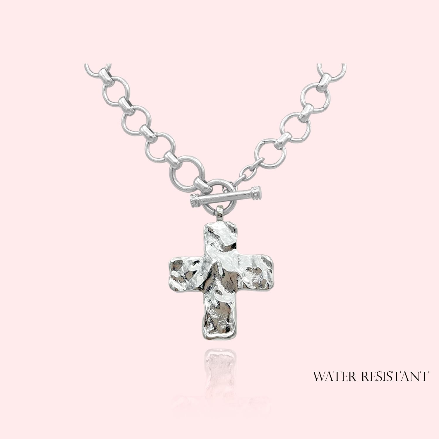 Delicata Collana Con Croce In Acciaio Inox 316L – Ciondolo Con Zirconi, Regalo Religioso Per Donna, Mamma, Fidanzata, Compleanno O Cresima