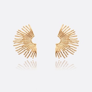 Sunburst Statement Earrings, Golden Fanfare Earrings, Sunbeam Earrings, Statement Earrings, Minimalist Earrings