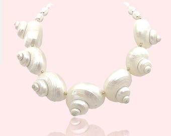Natural Shell All Around Necklace, Shell Necklace, Starfish Necklace, Natural Shell Multi Charm Necklace, Natural Conch Shell Necklace