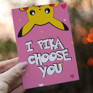 Tarjeta imprimible, I Pika Choose You, tarjeta de cumpleaños divertida para novio, para novia, para amigos, tarjeta de feliz cumpleaños, linda, él, ella