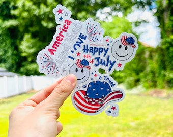 Happy 4th of July Stickers, Patriotic Stickers, Journaling Stickers, Scrapbook Stickers, USA Flag Stickers, Vinyl Stickers