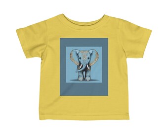 Camiseta de punto fino para bebé con elefante azul