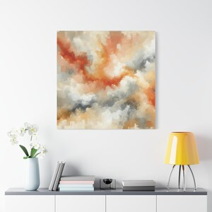 Abstract Cloud Canvas Art, Stretched Wall Décor for Home, Modern Kitchen or Living Room, Perfect Gift for Art Lovers, Housewarming, Art love