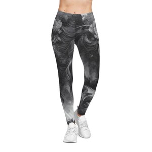 Elegant Floral Print Leggings | Women&#39;s Casual Athleisure, Workout, Lounge, Comfortable Legging, Trendy Activewear, Plus size yoga leggings.