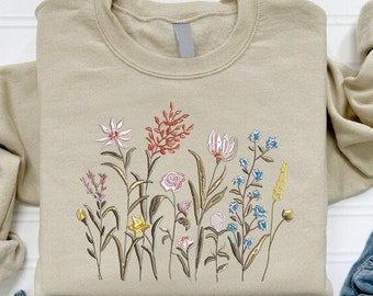 Wildflower Embroidered Sweatshirt: Floral Botanical Sweater