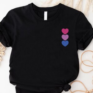 Bisexual Hearts T-Shirt, Bi Pride Flag Shirt,Bisexual Gifts, Bi Hearts TShirt,Gay Lesbian Pride Parade Outfit, Love Is Love Tee,Equality Tee