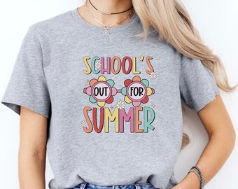 Schools Out For The Summer Teacher Tshirt,Last Day of School Cute Retro Gift,End of Year Teacher Summer Break Shirt,Class Dismissed,Mode Off