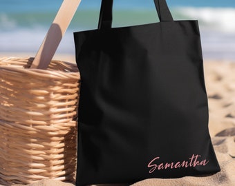 Rose Gold Personalised Tote Bag, Bridesmaid Gift,Custom Name Totebag, Wedding Day Cottagecore Totes,Cute Bachelorette Bag,Bridal Party Totes