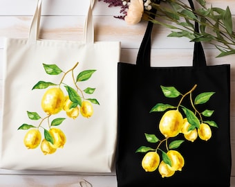 Lemons Tote Bag,Yellow Lemon Tote Bag,Lemon Beach,Lemon Summer, Aesthetic Canvas Totebag, Yellow Fruit Gift, Plant Lady Women Christmas Gift