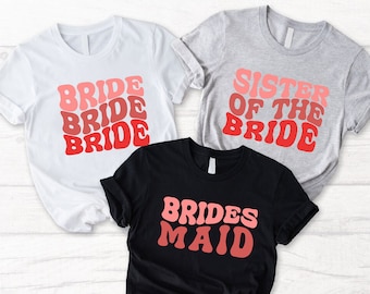 Custom Retro Bridal Party Shirt,Groovy Bachelorette Party Matching Tee, Bridesmaid Gift,Maid of Honor, Bride Squad Shirt,Retro Bride T-Shirt