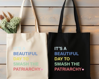 Feminist Canvas Tote Bag: Smash The Patriarchy, Equal Rights Gift
