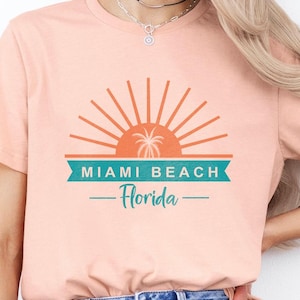 Miami Beach Florida T-Shirt, Palm Tree Vintage, Miami Beach Tee, Vacation Shirt, Retro Beach Shirt, Retro Florida Beach Tee, Summer Vacation