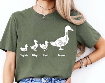 Custom Mothers Day Shirt with Kids Name, Cute Duck Mom Shirt,Mothers Day Gift,Duck Mama Kids TShirt,Funny New Mom Gift,Baby Announcement Tee