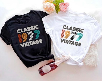 Vintage 1977 Birthday Shirt, Retro 70s Style Tee
