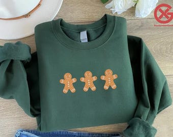 Embroidered Gingerbread Man Christmas Sweatshirt, Holiday Baking Tee, Christmas 2026 Gift