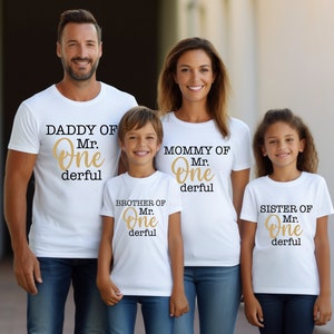Mr Onederful Birthday Family Matching T-Shirt, 1st Birthday Boy Gift