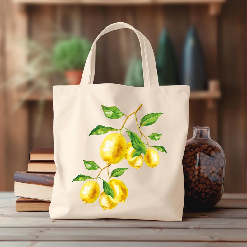 a bag with a picture of a lemon tree on it