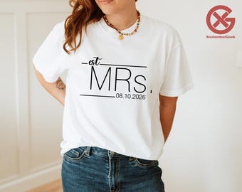 Comfort Colors® Custom Mrs. Est 2026 Wedding Date Shirt Elegant Bride Gift