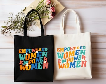 Empowered Women Canvas Tote Bag: Retro Girl Power Gift