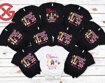 Custom Photo Face Birthday Crew T-Shirts, Matching Group Birthday Party