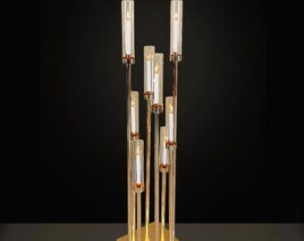 50''-Gold 8 Arm Metal  Candle Holder, Tall Stand Glass Candles, Candle Holders, Wedding, Shower Party, Event Table Centerpiece