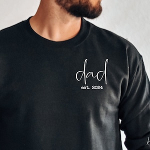 Custom Dad Est with Kids Names and Heart on Sleeve Sweatshirt, Grandpa Sweatshirt, Dad Hoodie, Present for Dad, Father's Day Gift