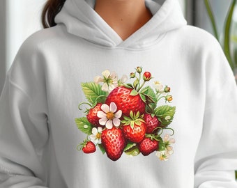 Strawberry Sweatshirt • Floral Strawberry Sweater • Strawberry Plants • Strawberry Shirt • Gift for Her