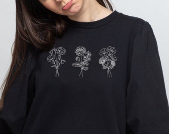 Birth Month Flower Sweatshirt, Floral Sweatshirt, Floral Sweater, Sentimental Gift for Mom, New Mom Gift