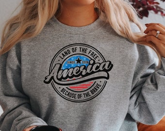 American Flag Inspired Patriotic America Sweatshirt - Perfect for Independence Day