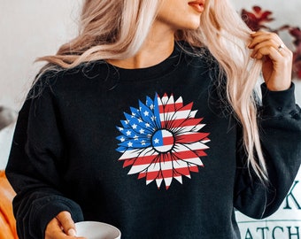 Patriotic America Sweatshirt - American Flag Inspired Patriotic America Sweatshirt - Perfect for Independence Day