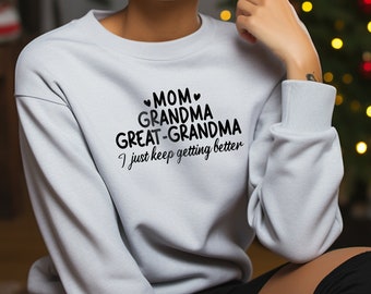 Sweat-shirt arrière grand-mère, col rond Mama Est, vie de grand-mère, cadeau maman des enfants, cadeau arrière grand-mère