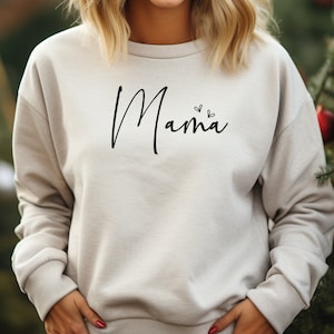 Custom Mama Sweatshirt with Kids Name on Sleeve, Mama Crewneck, 1st Mothers Day Gift for Mom, Minimalist Mama image 5