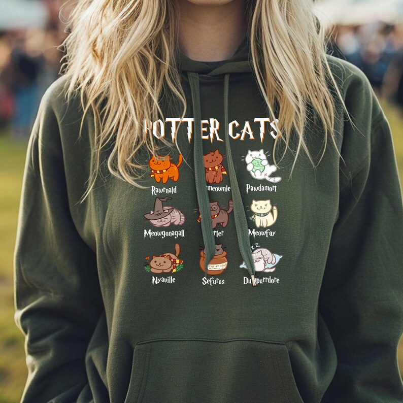 Potter Cats, Sweatshirt Sweater, Harry Potter Shirt, magical mom shirt, Cute Cat Mom Sweatshirt, Cat Themed Gift, Cat Mom Gift image 5