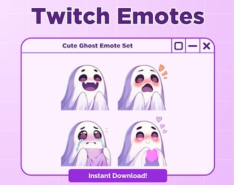 Twitch emote cute ghost set emote cute clip art ghost streamer streaming illustration Twitch Logo, emote set discord emoji meme drawing art