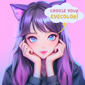 Twitch icon anime streamer art twitch profile pic streaming no commission needed twitch emote cat girl fox ears aesthetic social media art