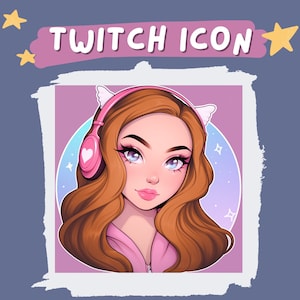 Twitch icon for Streamers Social Media profile pic art streaming assets, no commission needed, twitch emote, ginger hair and blue eyes