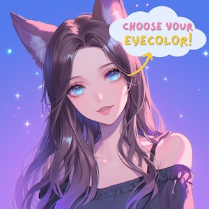 Twitch Icon Anime Streamer Art zuckendes Profilbild gepostet twitch emote Katze Mädchen Fuchsohren ästhetische Social-Media-Kunst