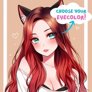 Twitch icon anime streamer art twitch profile pic streaming no commission needed twitch emote cat girl fox ears aesthetic social media art