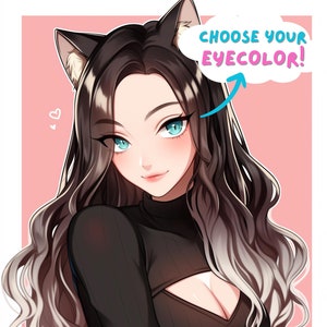 Twitch icon anime streamer art twitch profile pic streaming no commission needed twitch emote cat girl fox ears aesthetic social media art