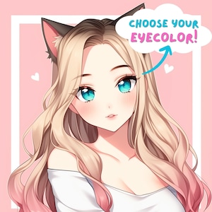 Ícone do Twitch arte de streamer de anime foto de perfil do Twitch streaming sem necessidade de comissão emote do Twitch menina gato orelhas de raposa estética arte de mídia social