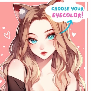 Twitch icon anime streamer art twitch profile pic streaming no commission needed twitch emote cat girl fox ears aesthetic social media art