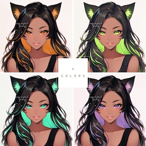 Purple Twitch Icon for Streamer Art Twitch Profile Pic for Streaming, no commission needed, twitch emote digital art dark skin cat kitsune